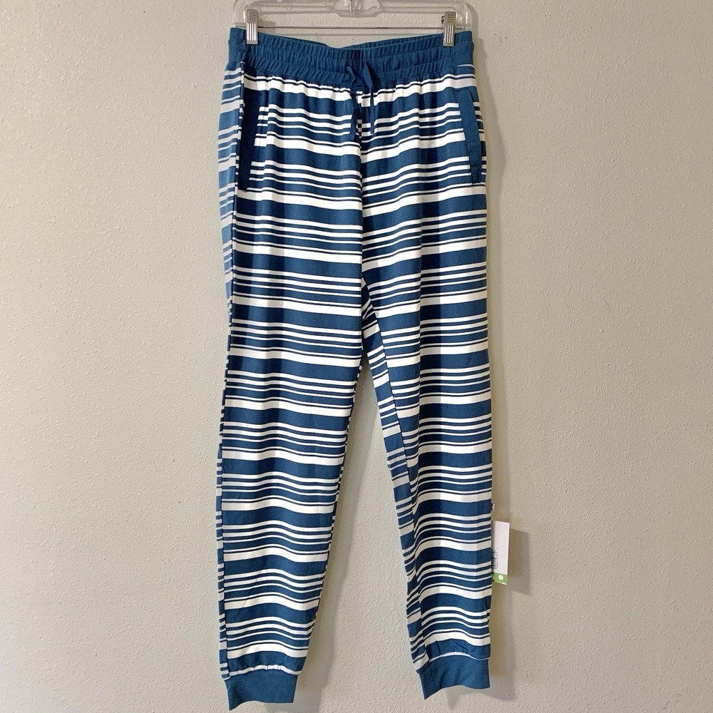 Kickee Pants Women's Blue Striped Luxe Athletic Joggers Bamboo/Cotton Blend XL